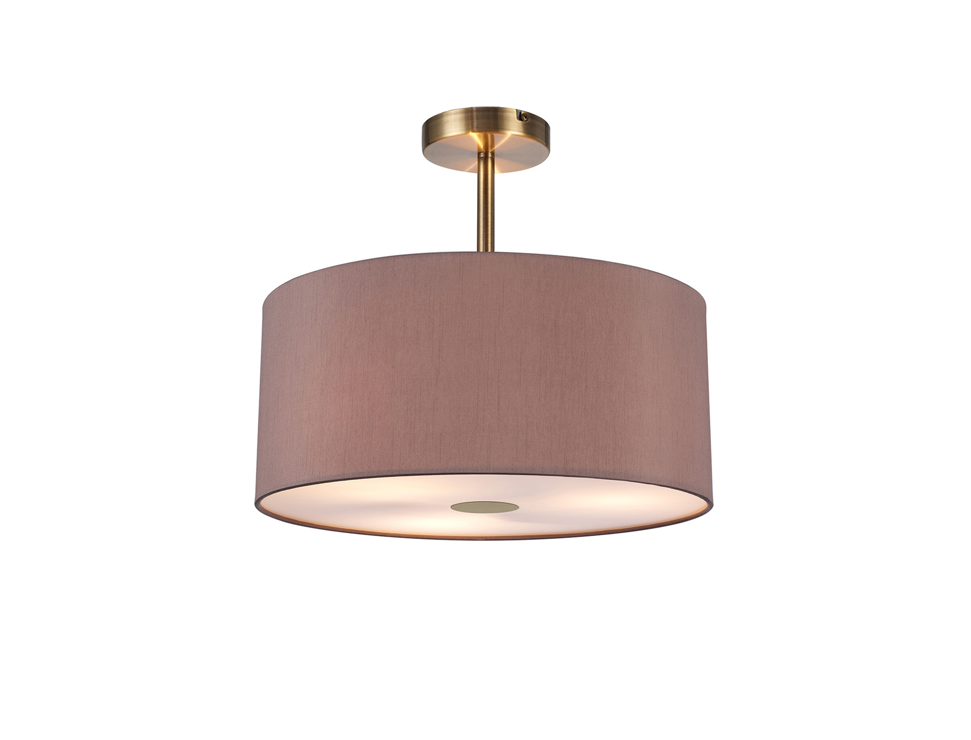 Baymont 40cm Semi Flush 3 Light Antique Brass, Taupe/Halo Gold, Frosted Diffuser